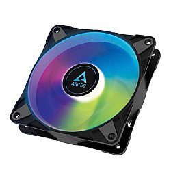 Arctic 12cm P12 Pressure Optimised PWM PST ARGB Case Fan, Fluid Dynamic, 12 LEDs, 0-2000 RPM, 0dB Mode, Black