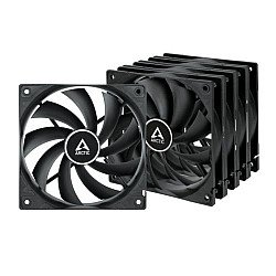 Arctic F12 Low Noise 12cm Case Fans (5 Pack), Black, 9 Blades, Fluid Dynamic, Value Pack