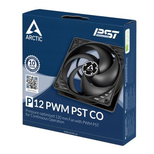 Arctic P12 12cm PWM PST CO Case Fan for Continuous Operation, Black, Fluid Dynamic Bearing