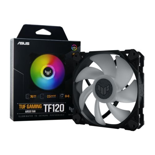 Asus TUF Gaming TF120 ARGB 12cm PWM Case Fan, Fluid Dynamic Bearing, Double-layer LED Array, Up to 1900 RPM