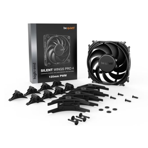 Be Quiet! (BL098) Silent Wings Pro 4 12cm PWM Case Fan, Black, Up to 3000 RPM, 3x Speed Switch, Fluid Dynamic Bearing