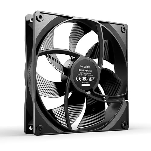 Be Quiet! BL107 Pure Wings 3 14cm Case Fan, Rifle Bearing, Black, 1200 RPM, Ultra Quiet