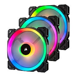 Corsair LL120 12cm PWM RGB Case Fans (3 Pack), 16 LED RGB Dual Light Loop, Hydraulic Bearing, Lighting Node PRO Kit Included