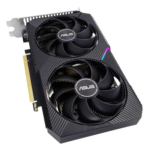 Asus DUAL RTX3050 OC V2, PCIe4, 8GB DDR6, HDMI, DP, DVI, 1852MHz Clock, RGB Lighting, Overclocked