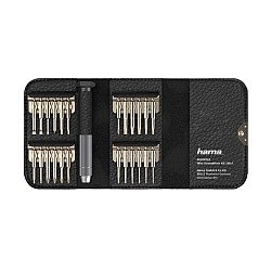 Hama 24-in-1 Mini Screwdriver Set, Resilient Steel, Leather-Look Case