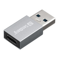 Sandberg USB 3.1 Gen1 Type-A Male to USB Type-C Female Converter Dongle, Aluminium