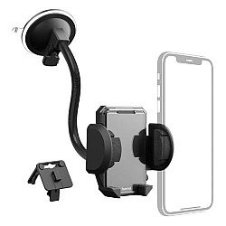 Hama (Multi) 2-in-1 Mobile Phone Holder, Suction Cup/Grating Clamp, Flexible Arm, 360° Rotation