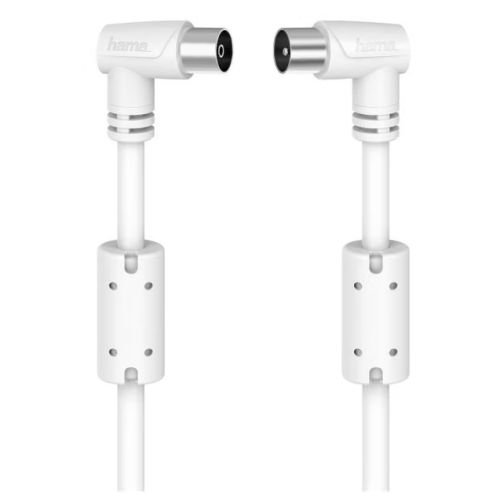 Hama 90° Antenna Cable, Coax Male to Coax Female, 90dB, 1.5 Metre, White