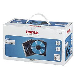 Hama CD/DVD/Blu-Ray Slim Jewel Cases x50, Transparent/Black