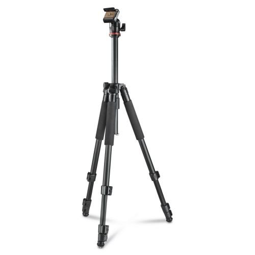 Hama (Traveller 163 Ball) Camera Tripod, 3-Way Ball Head, 163cm Max Height, 6.4mm Thread, Quick-Release Plate, Spirit Level, Bag