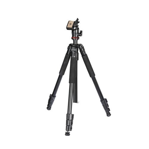 Hama (Traveller 163 Ball) Camera Tripod, 3-Way Ball Head, 163cm Max Height, 6.4mm Thread, Quick-Release Plate, Spirit Level, Bag