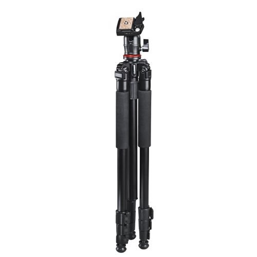 Hama (Traveller 163 Ball) Camera Tripod, 3-Way Ball Head, 163cm Max Height, 6.4mm Thread, Quick-Release Plate, Spirit Level, Bag