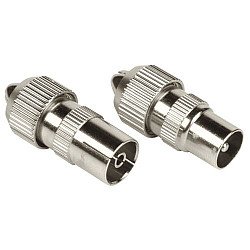 Hama Coax Connector Set, 1 Male & 1 Female, Metal, Screw Attachment