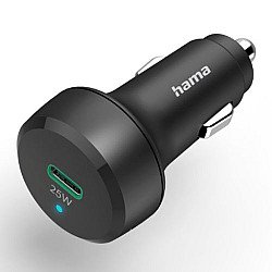 Hama USB-C Fast Charge Car Adapter, Power Delivery, Qualcomm 3.0, 25W, Black