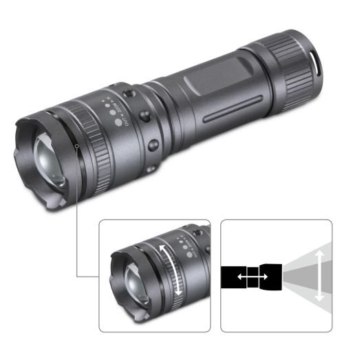 Hama Ultra Pro 1000 Lumen LED Torch, 200m Range, Adjustable Beam Focus, Shockproof, Aluminium, Black