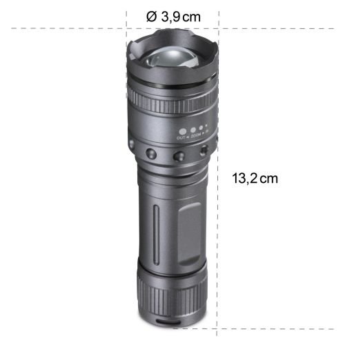 Hama Ultra Pro 1000 Lumen LED Torch, 200m Range, Adjustable Beam Focus, Shockproof, Aluminium, Black