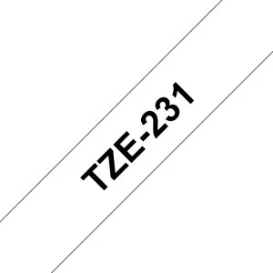 Brother 12mm Gloss TZ Black on White Tap Brother 12mm Gloss TZ Black on White Tap