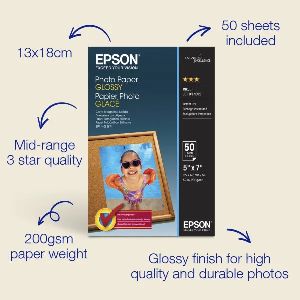 Epson Photo Paper Glossy 13X18CM 50 Sheet