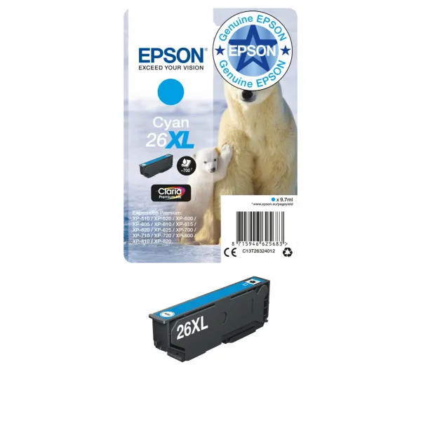 Epson Cyan 26XL Claria Ink