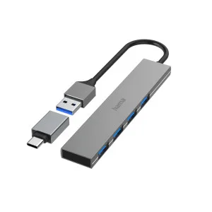 Hama USB Hub 4 Port 3.2 Gen Slim Silver