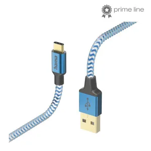 Hama Reflective Cable Usba USB-C 1.5m Blu