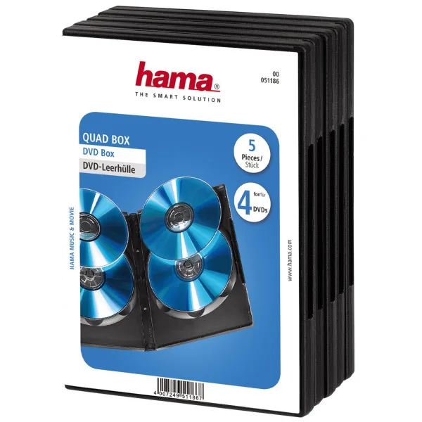 Hama Quad Box Dvd Jewel Case 5 Pack Black