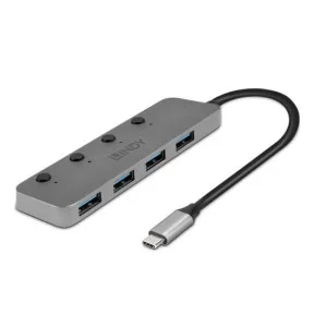 Lindy 4 Port USB 3.2 Type C Hub with on/O